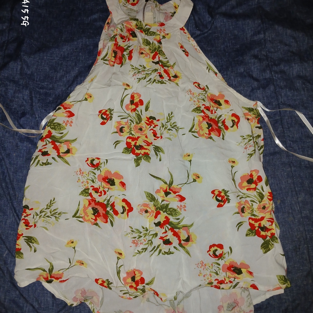 Sweet Wanderer Cream Floral Tie Front Tank Top